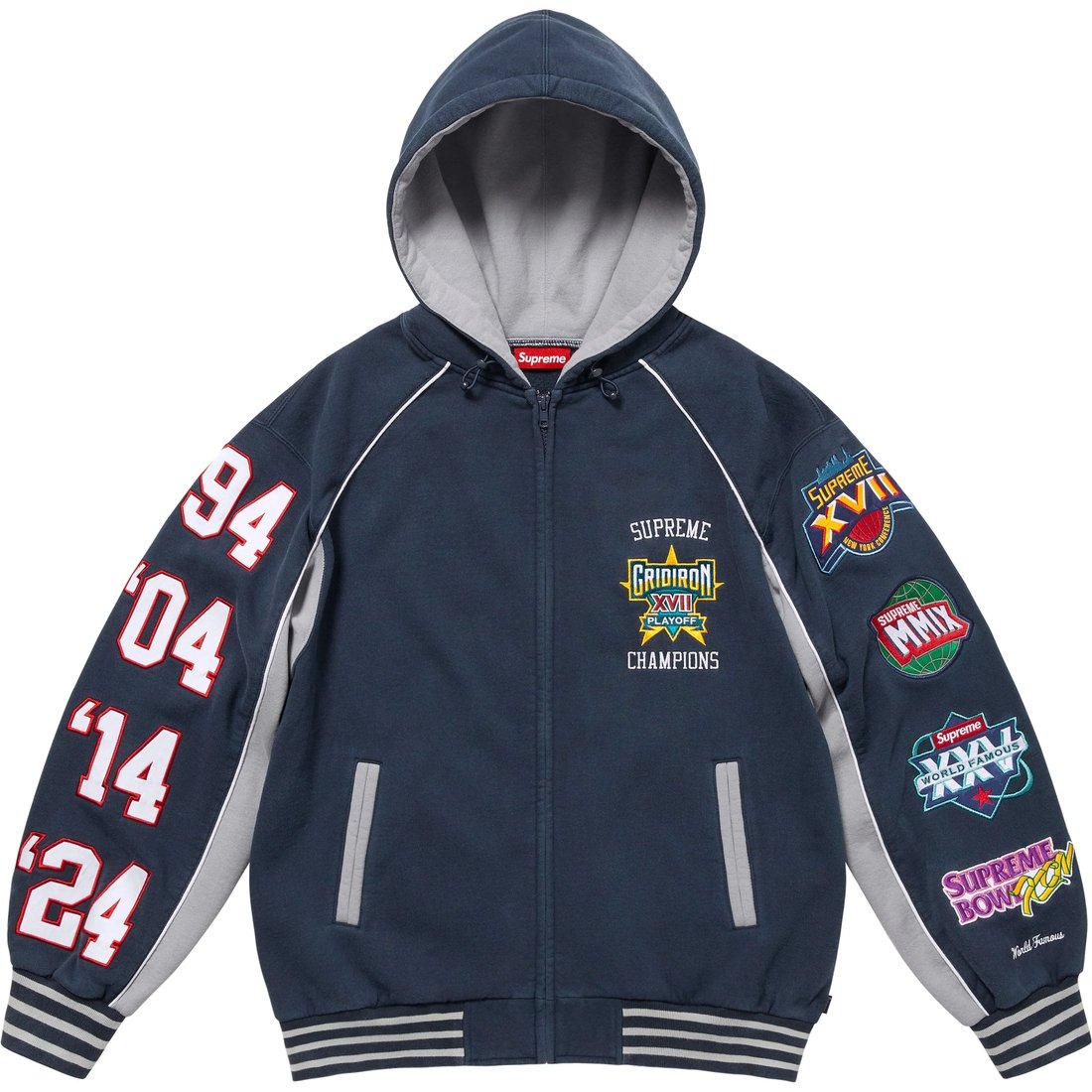 Details on Playoffs Zip Up Hooded Sweatshirt Navy from spring summer
                                                    2025 (Price is $198)