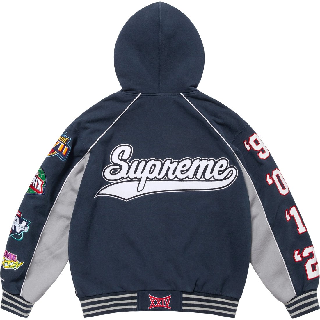 Details on Playoffs Zip Up Hooded Sweatshirt Navy from spring summer
                                                    2025 (Price is $198)