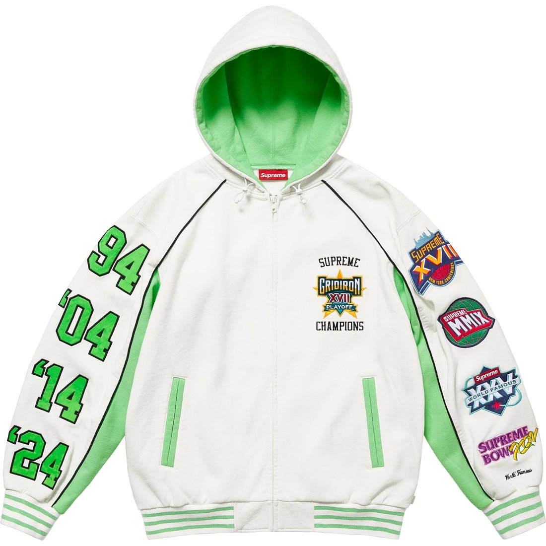 Details on Playoffs Zip Up Hooded Sweatshirt White from spring summer
                                                    2025 (Price is $198)