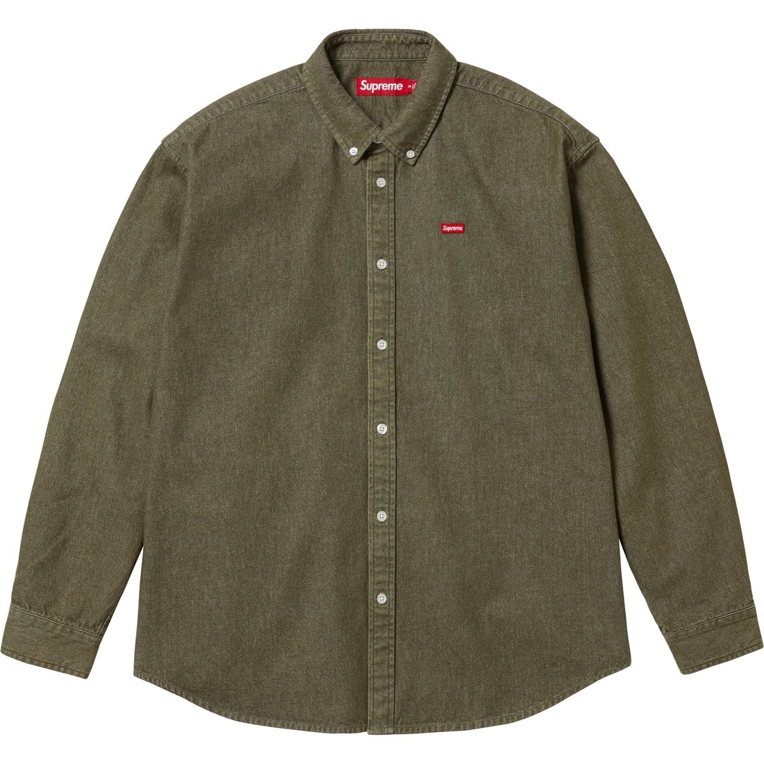 Details on Small Box Denim Shirt Olive from spring summer
                                                    2025 (Price is $138)