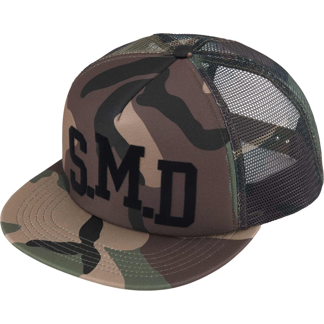 Details on SMD Mesh Back 5-Panel Woodland Camo from spring summer
                                                    2025 (Price is $48)