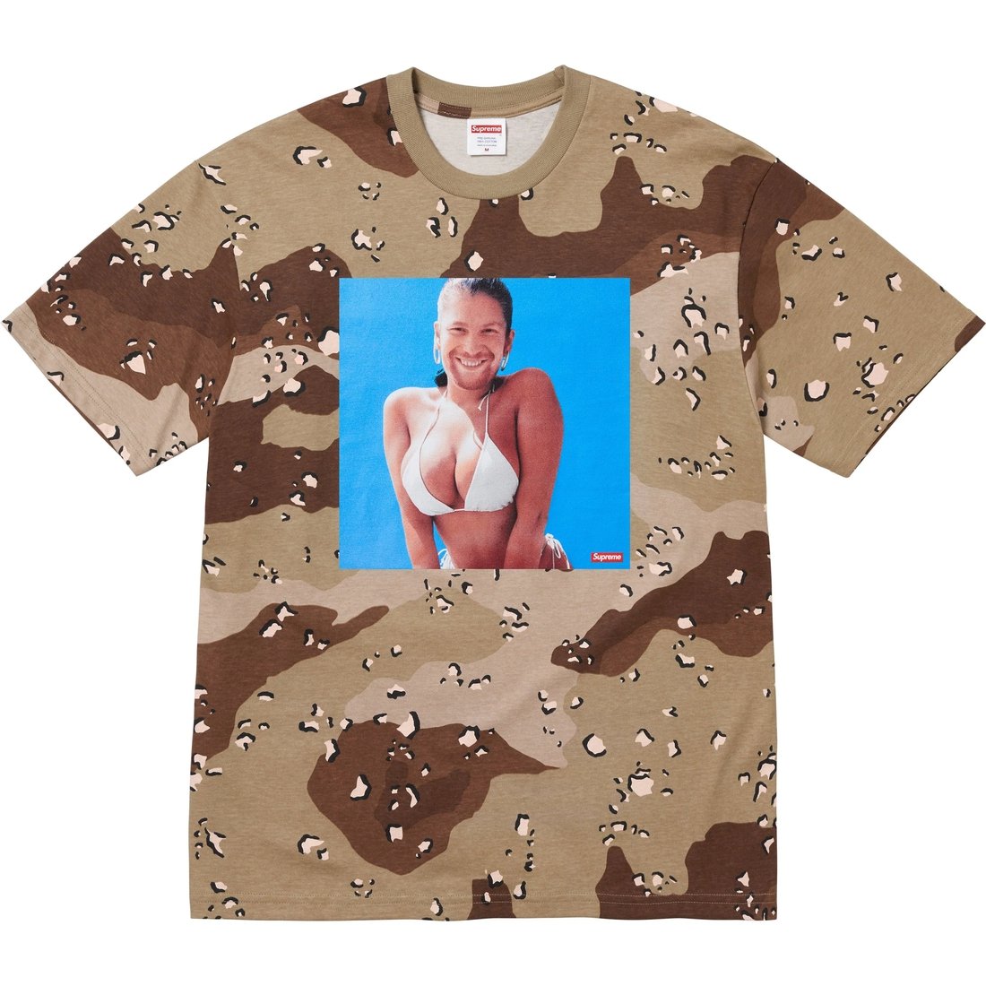 Details on Supreme Aphex Twin Windowlicker Tee Chocolate Chip Camo from spring summer
                                                    2025 (Price is $54)