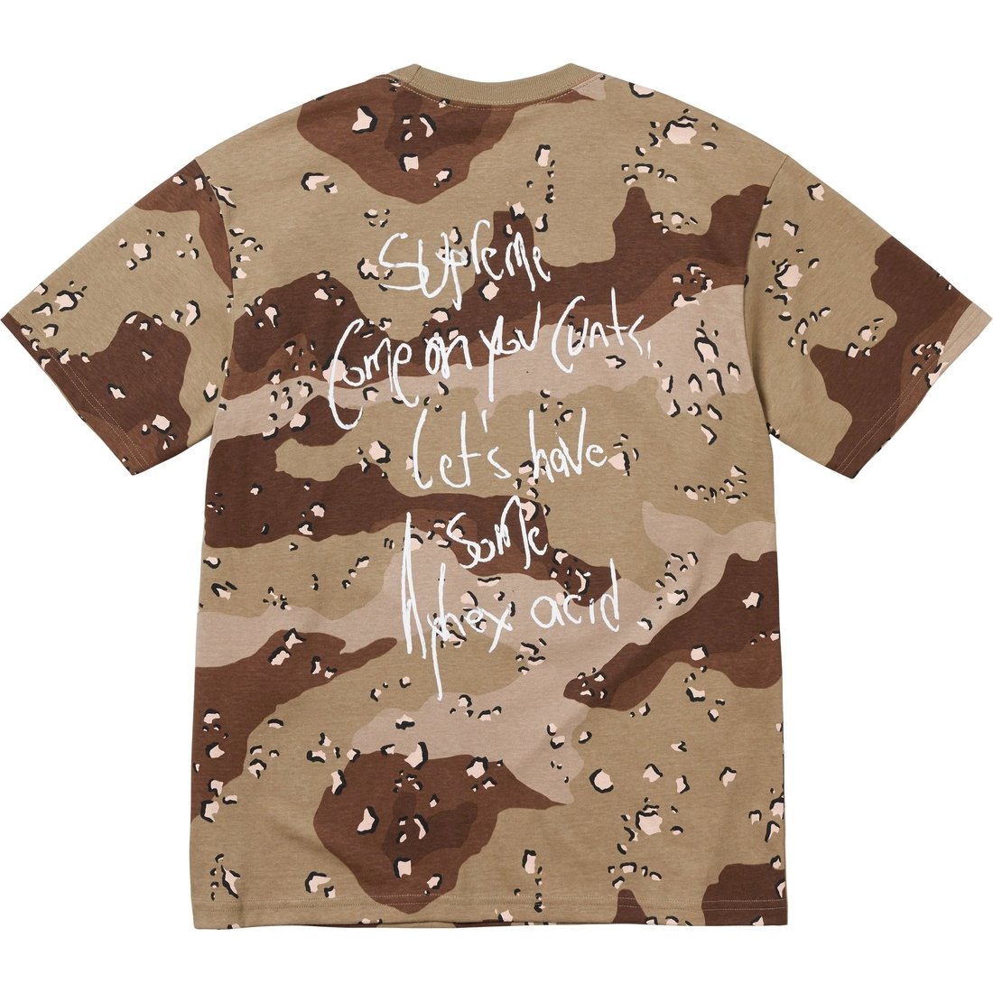 Details on Supreme Aphex Twin Windowlicker Tee Chocolate Chip Camo from spring summer
                                                    2025 (Price is $54)