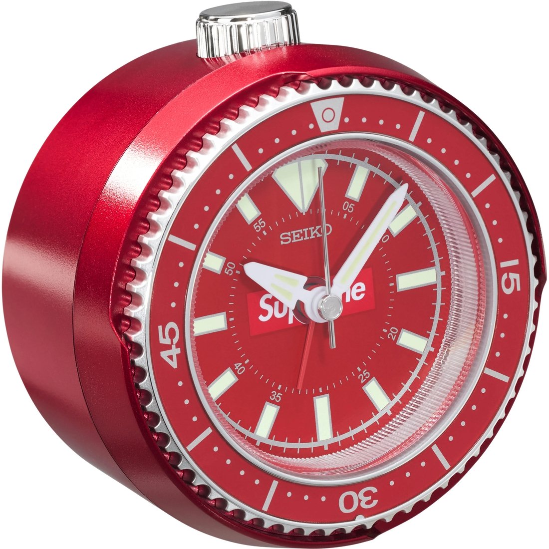 Details on Supreme Seiko Mai Alarm Clock Red from spring summer
                                                    2025 (Price is $68)