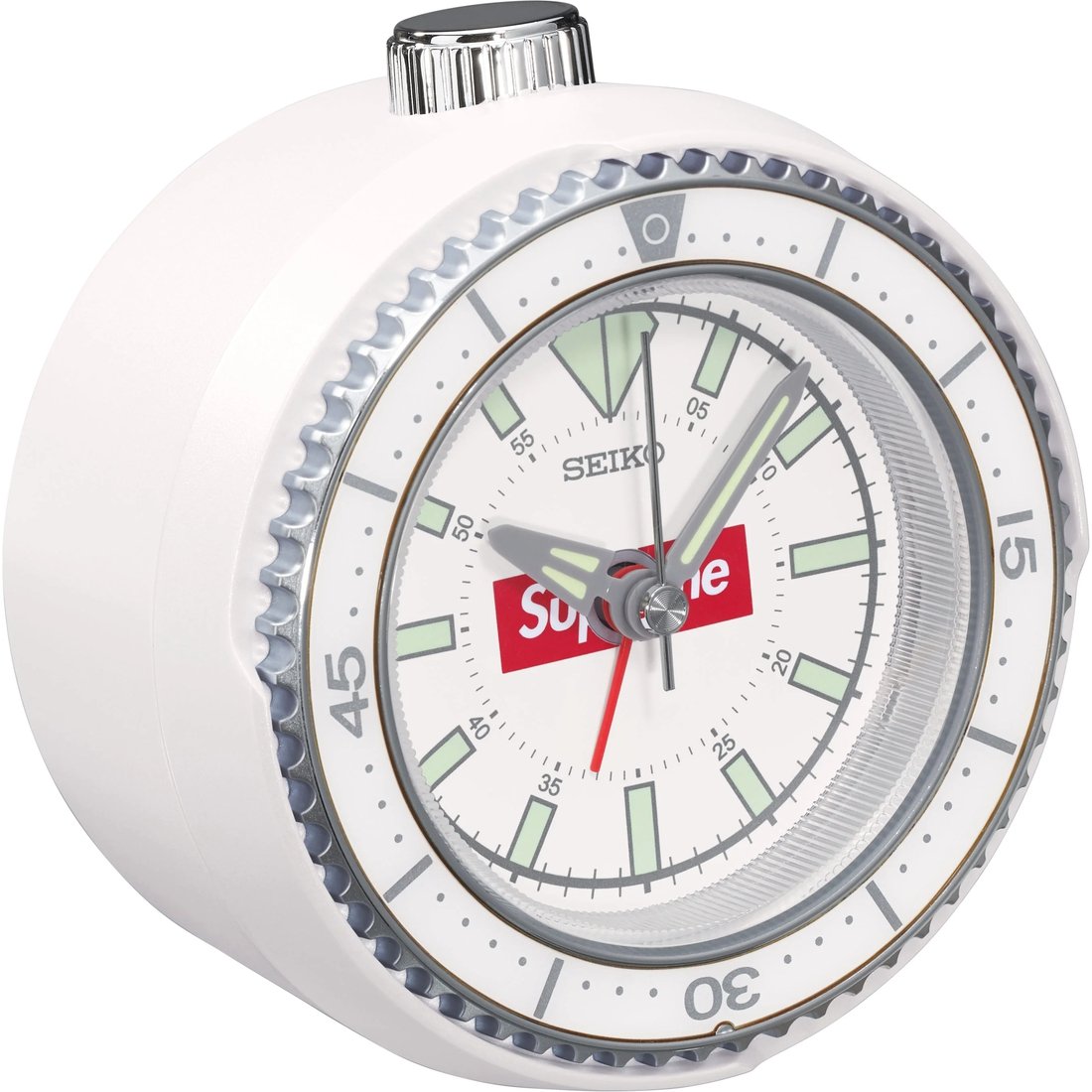 Details on Supreme Seiko Mai Alarm Clock White from spring summer
                                                    2025 (Price is $68)