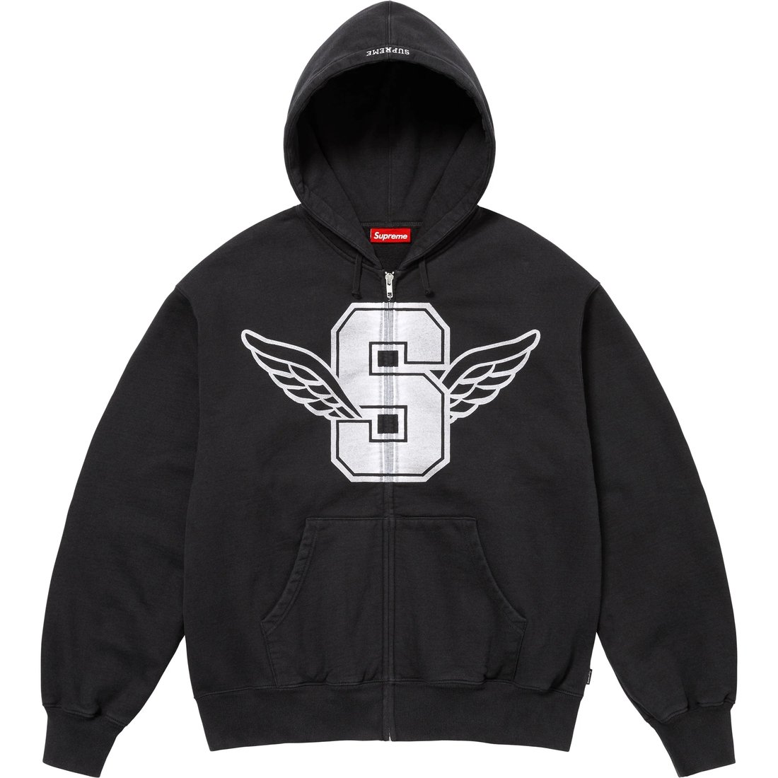 Details on Wings Zip Up Hooded Sweatshirt Black from spring summer
                                                    2025 (Price is $168)