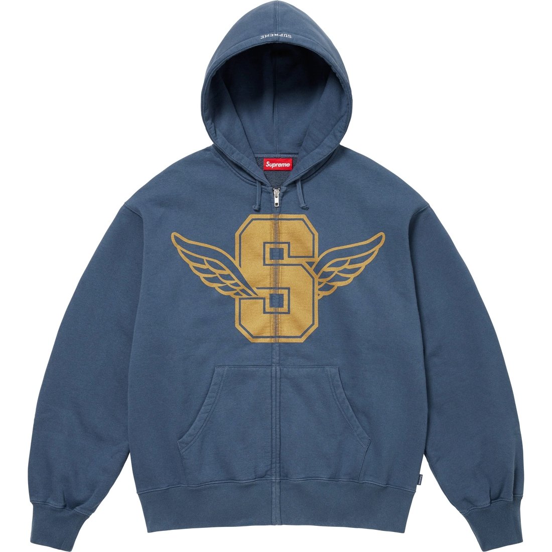 Details on Wings Zip Up Hooded Sweatshirt Dark Blue from spring summer
                                                    2025 (Price is $168)