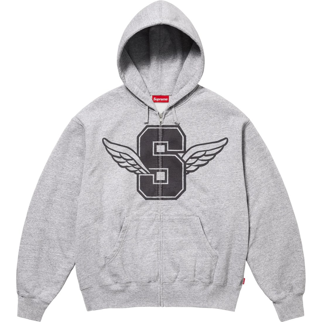 Details on Wings Zip Up Hooded Sweatshirt Heather Grey from spring summer
                                                    2025 (Price is $168)