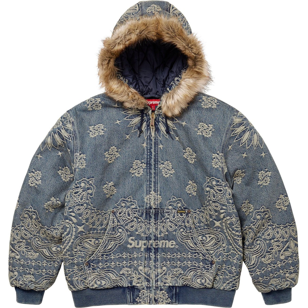 Details on Bandana Jacquard Denim Hooded Work Jacket Blue from spring summer
                                                    2025