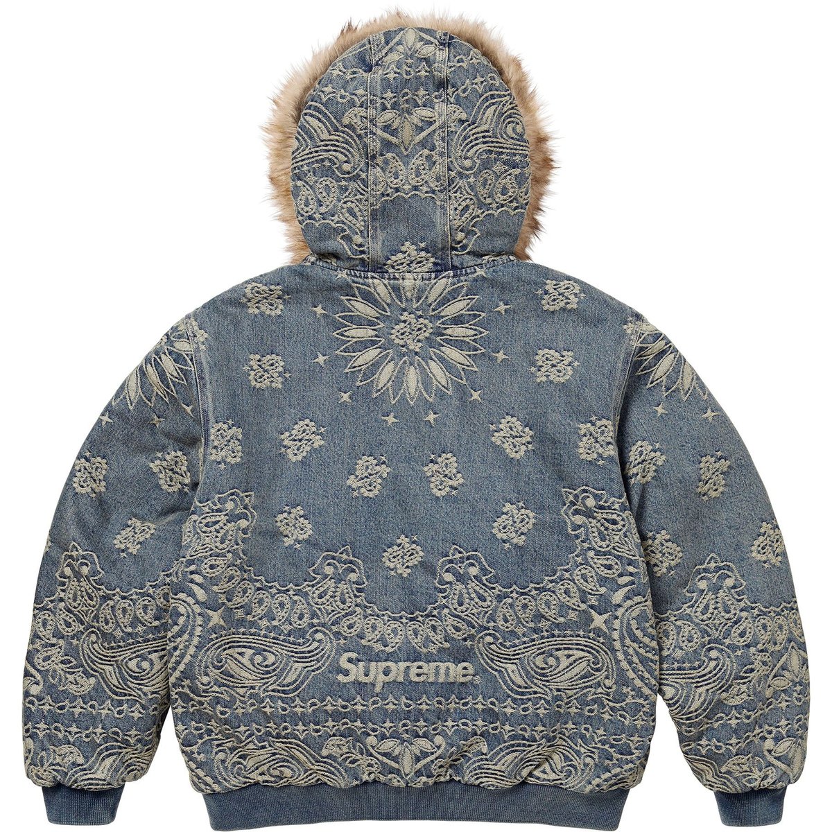 Details on Bandana Jacquard Denim Hooded Work Jacket Blue from spring summer
                                                    2025