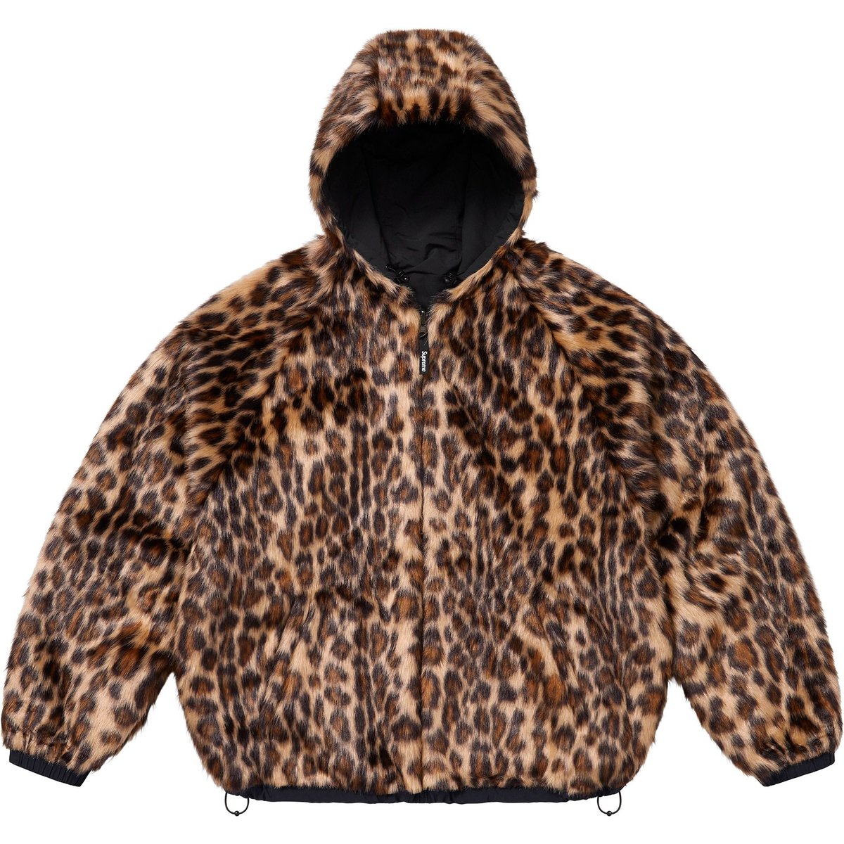 Details on Faux Fur Reversible Hooded Track Jacket Black from spring summer
                                                    2025