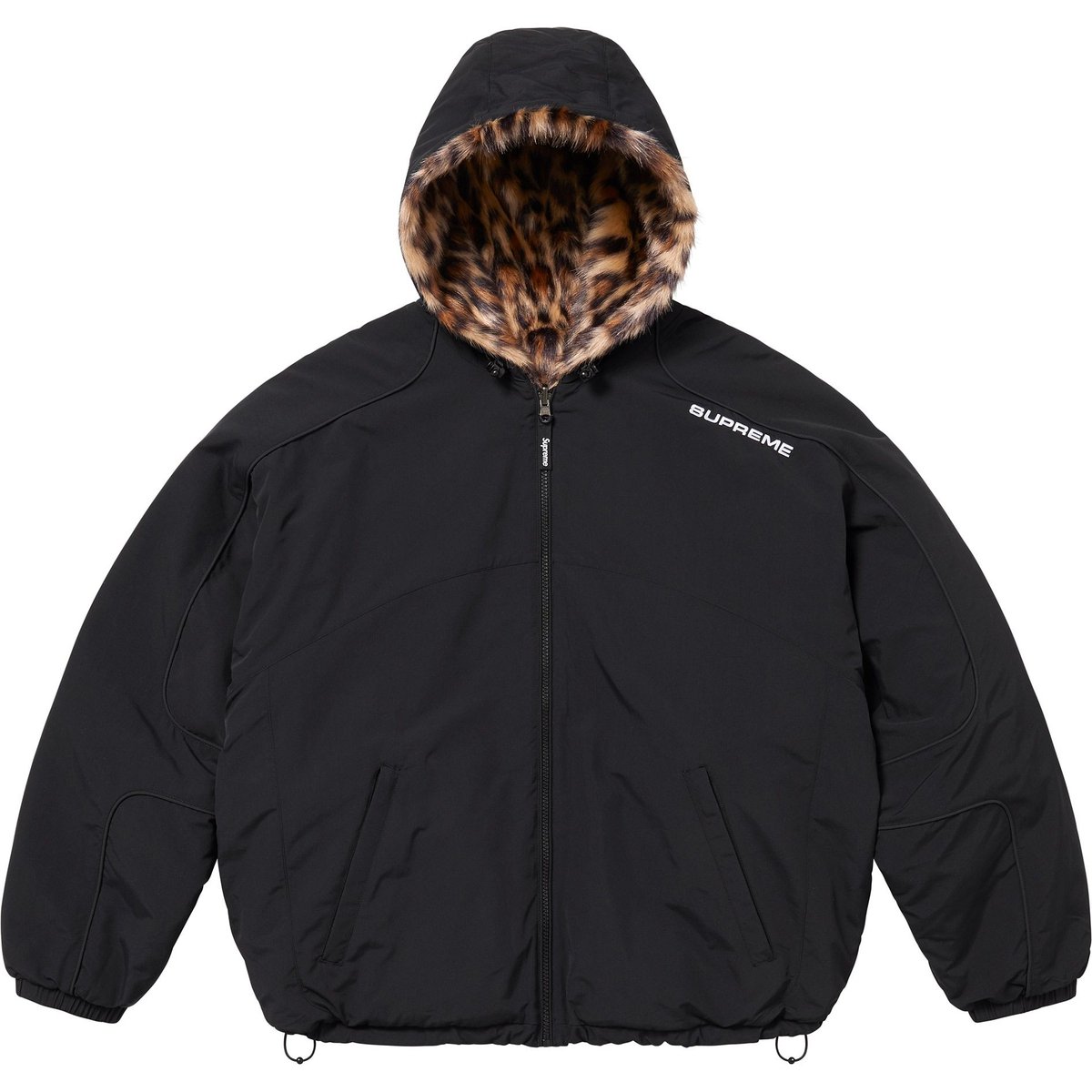 Details on Faux Fur Reversible Hooded Track Jacket Black from spring summer
                                                    2025