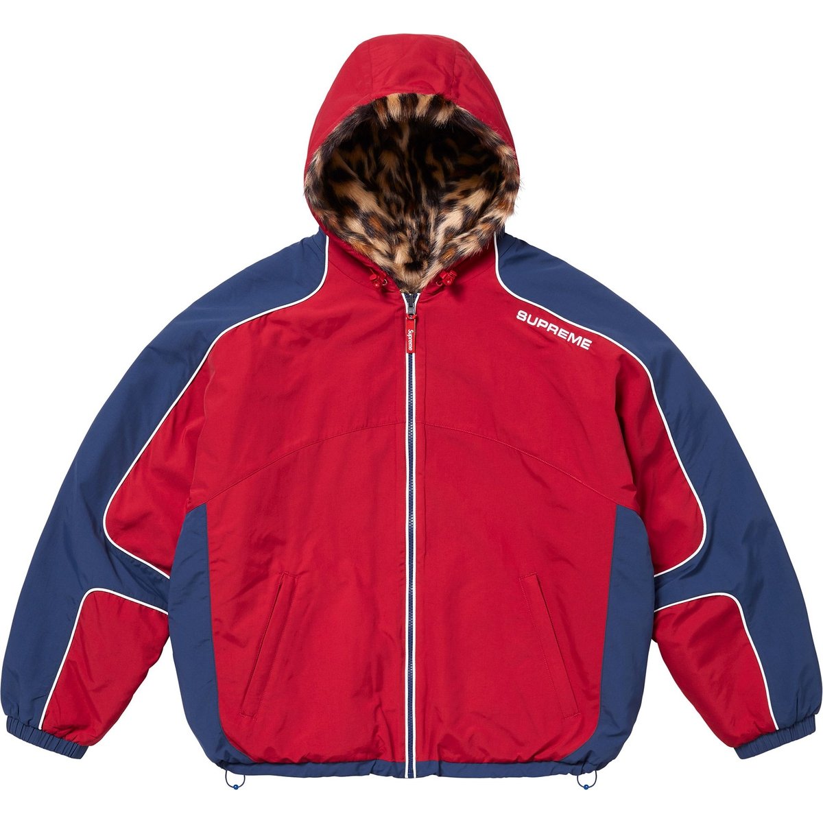 Details on Faux Fur Reversible Hooded Track Jacket Red from spring summer
                                                    2025