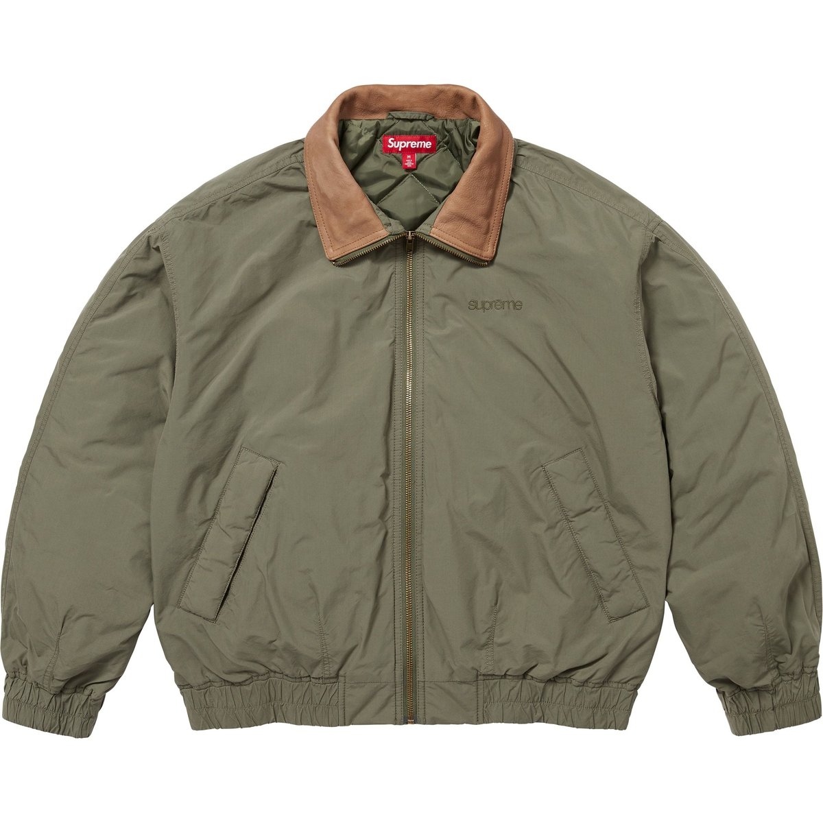 Details on Leather Collar Utility Jacket Olive from spring summer
                                                    2025