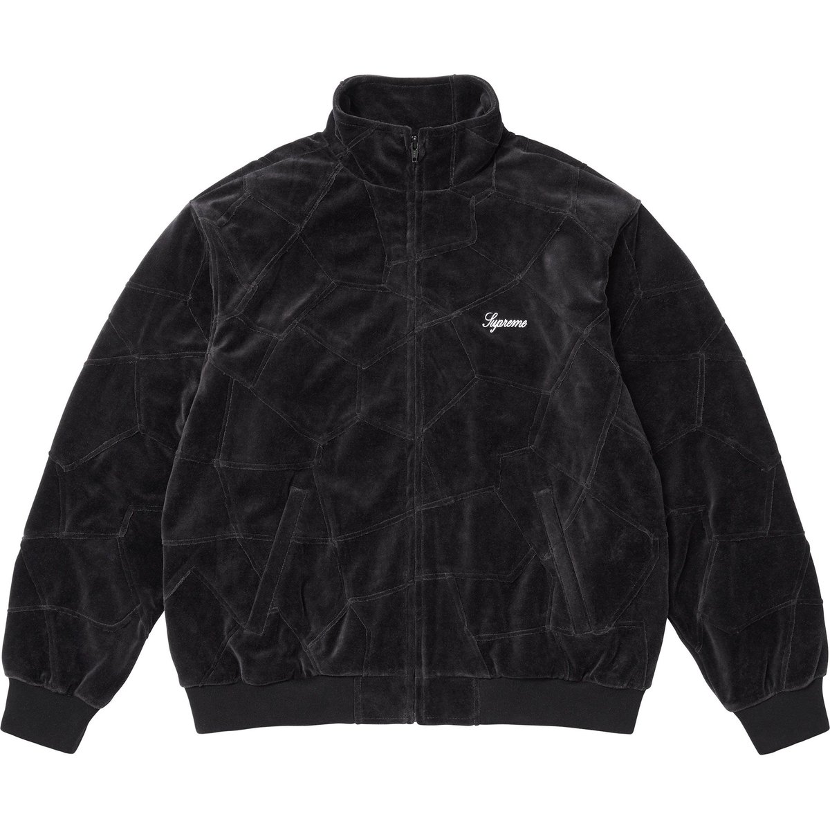 Details on Patchwork Velour Track Jacket Black from spring summer
                                                    2025