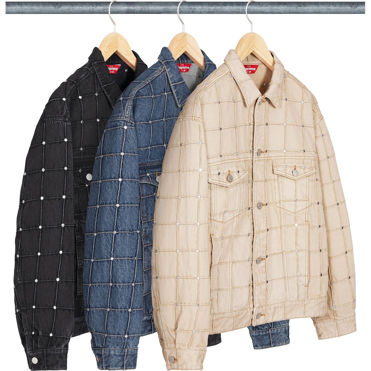 Supreme Studded Seam Denim Trucker Jacket for spring summer 25 season