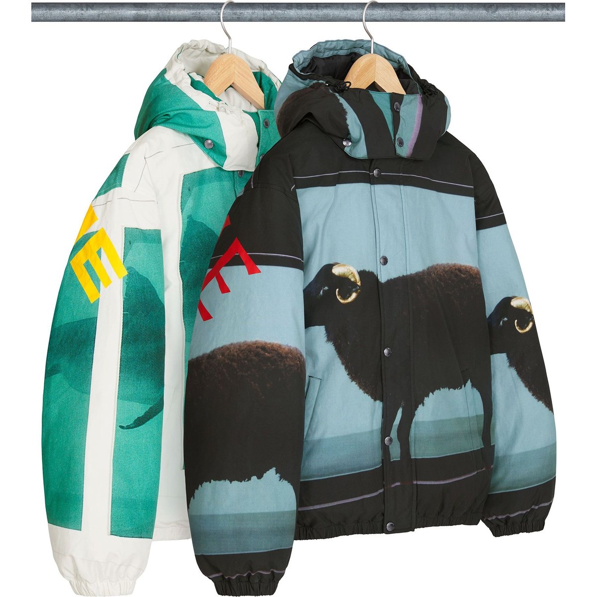 Details on Supreme Damien Hirst Down Puffer Jacket Group Shots from spring summer
                                                    2025 (Price is $488)