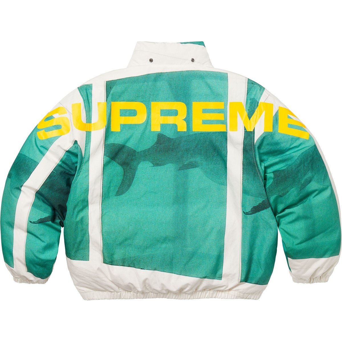 Details on Supreme Damien Hirst Down Puffer Jacket White from spring summer
                                                    2025 (Price is $488)