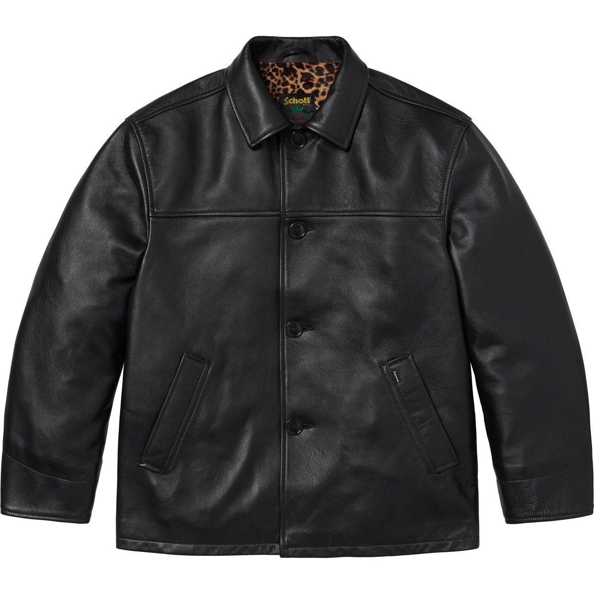 Details on Supreme Schott Leather Car Coat Black from spring summer
                                                    2025