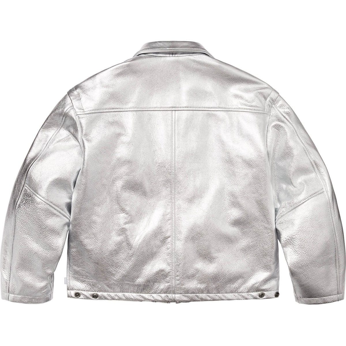 Details on Supreme Schott Leather Clip Jacket Silver from spring summer
                                                    2025