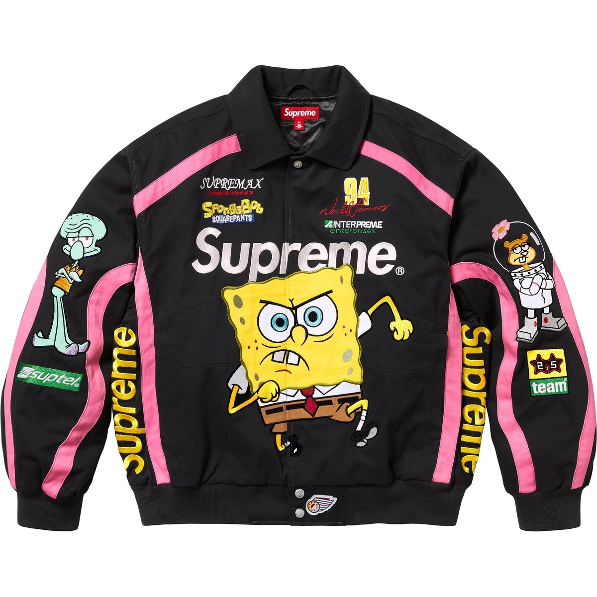 Details on Supreme SpongeBob SquarePants Jeff Hamilton Racing Jacket Black from spring summer
                                                    2025