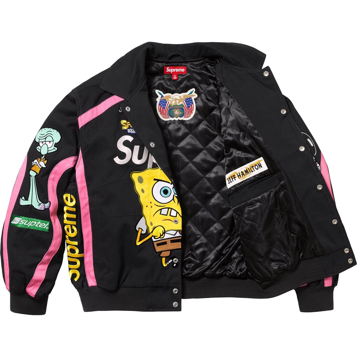 Details on Supreme SpongeBob SquarePants Jeff Hamilton Racing Jacket Black from spring summer
                                                    2025