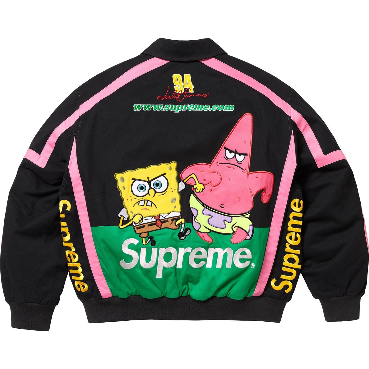 Details on Supreme SpongeBob SquarePants Jeff Hamilton Racing Jacket Black from spring summer
                                                    2025