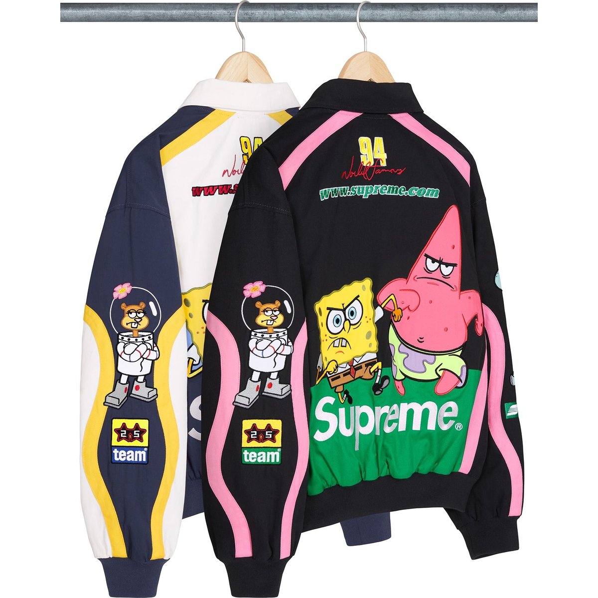 Details on Supreme SpongeBob SquarePants Jeff Hamilton Racing Jacket Group Shots from spring summer
                                                    2025