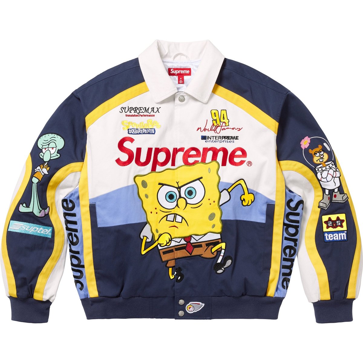 Details on Supreme SpongeBob SquarePants Jeff Hamilton Racing Jacket White from spring summer
                                                    2025