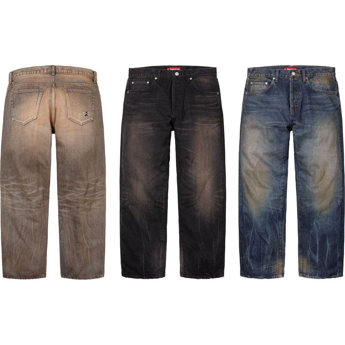 Supreme Distressed Loose Fit Selvedge Jean for spring summer 25 season