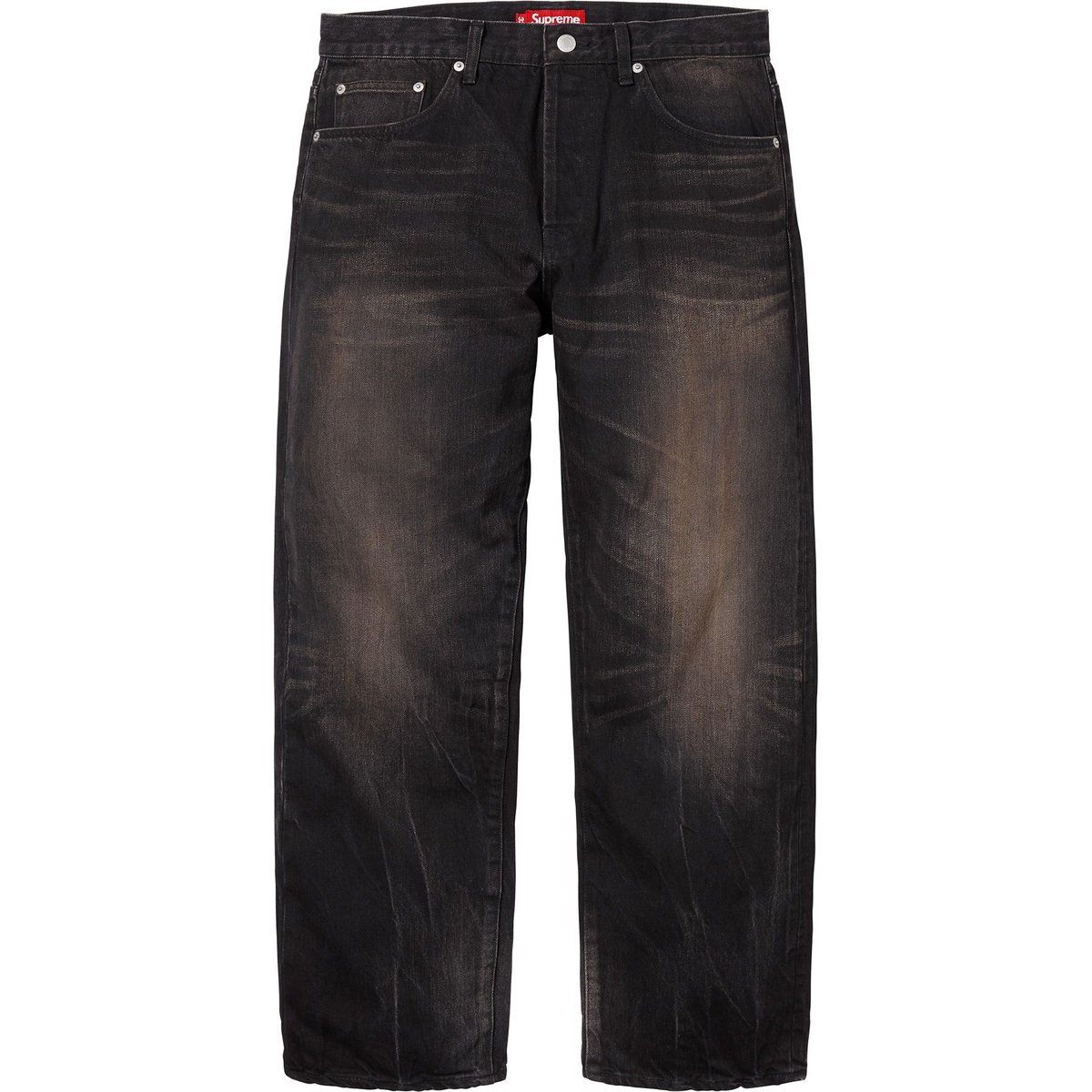 Details on Distressed Loose Fit Selvedge Jean Washed Black from spring summer
                                                    2025