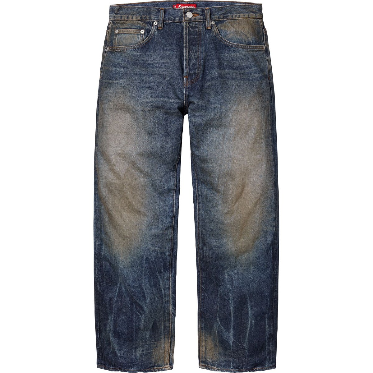 Details on Distressed Loose Fit Selvedge Jean Washed Indigo from spring summer
                                                    2025