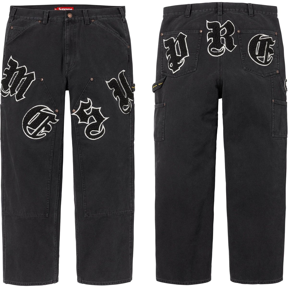 Details on Old English Canvas Double Knee Painter Pant Black from spring summer
                                                    2025 (Price is $198)