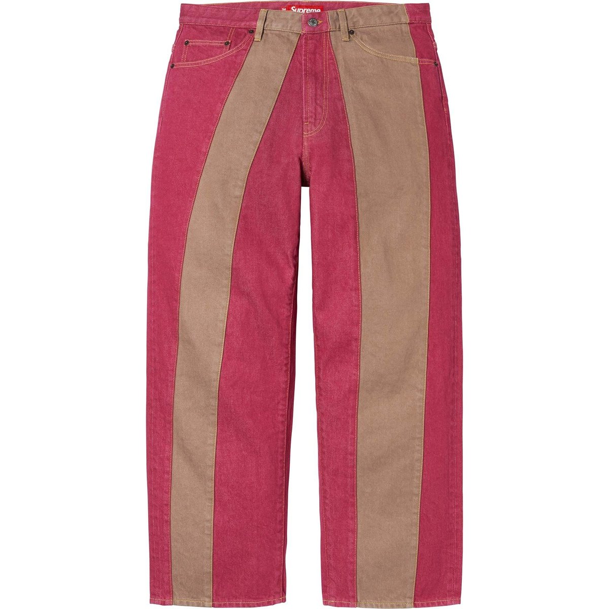 Details on Paneled Stripe Baggy Jean Red from spring summer
                                                    2025