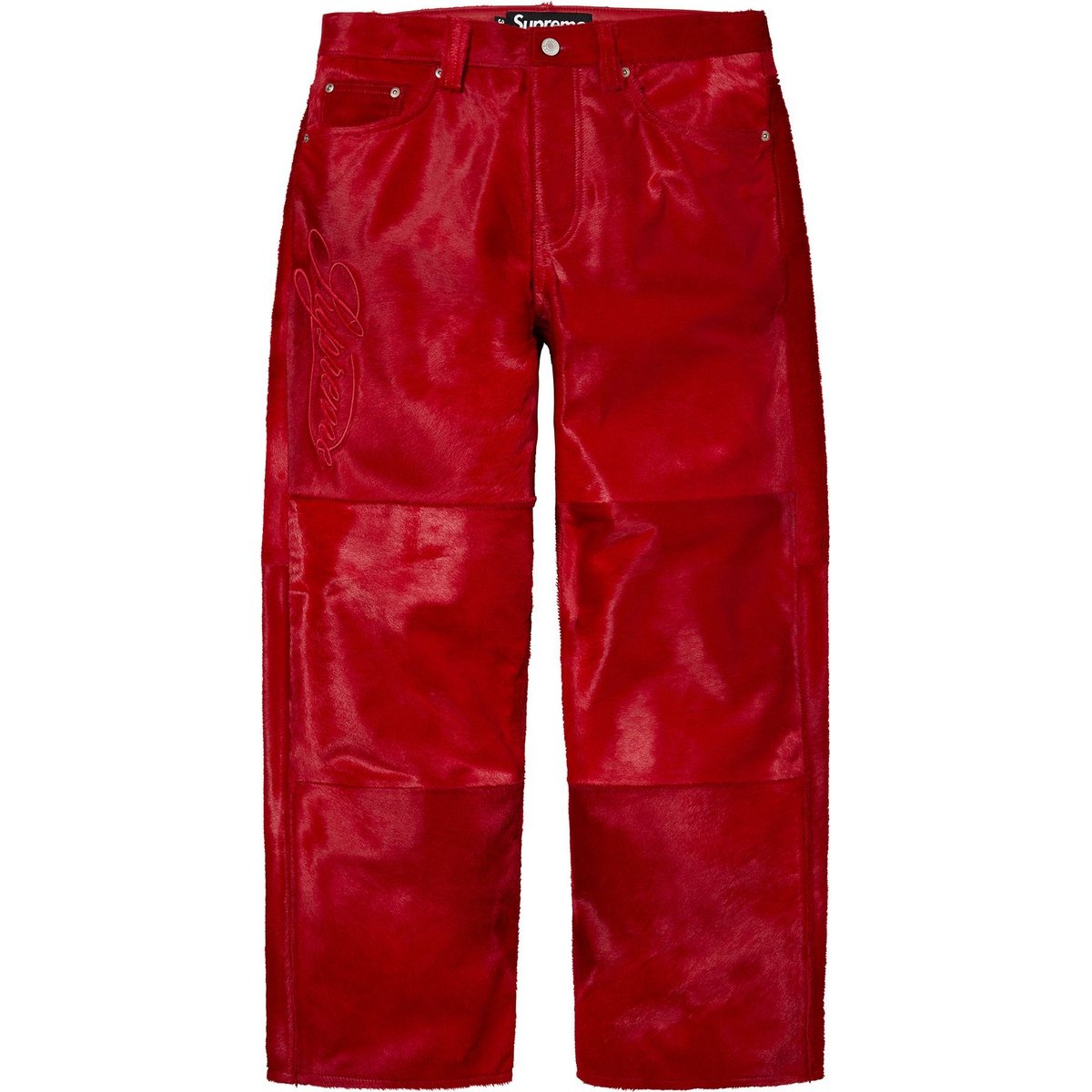 Details on Ponyhair Loose Fit 5-Pocket Jean Red from spring summer
                                                    2025 (Price is $998)