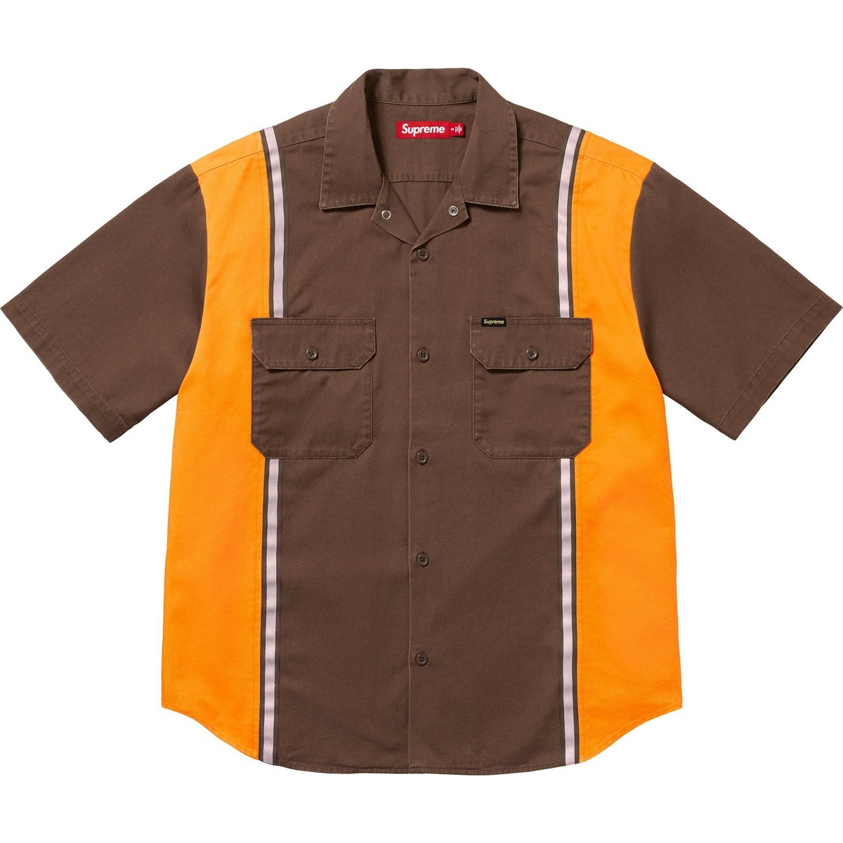 Details on Reflective Stripe S S Work Shirt Brown from spring summer
                                                    2025