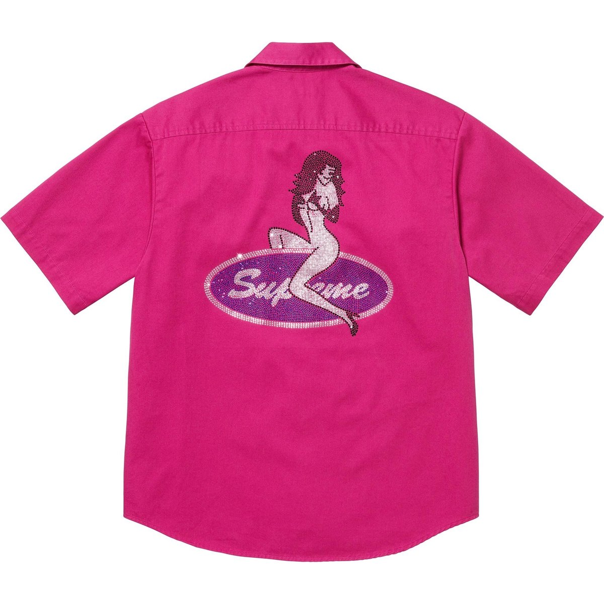 Details on Rhinestone Pin Up S S Work Shirt Fuchsia from spring summer
                                                    2025