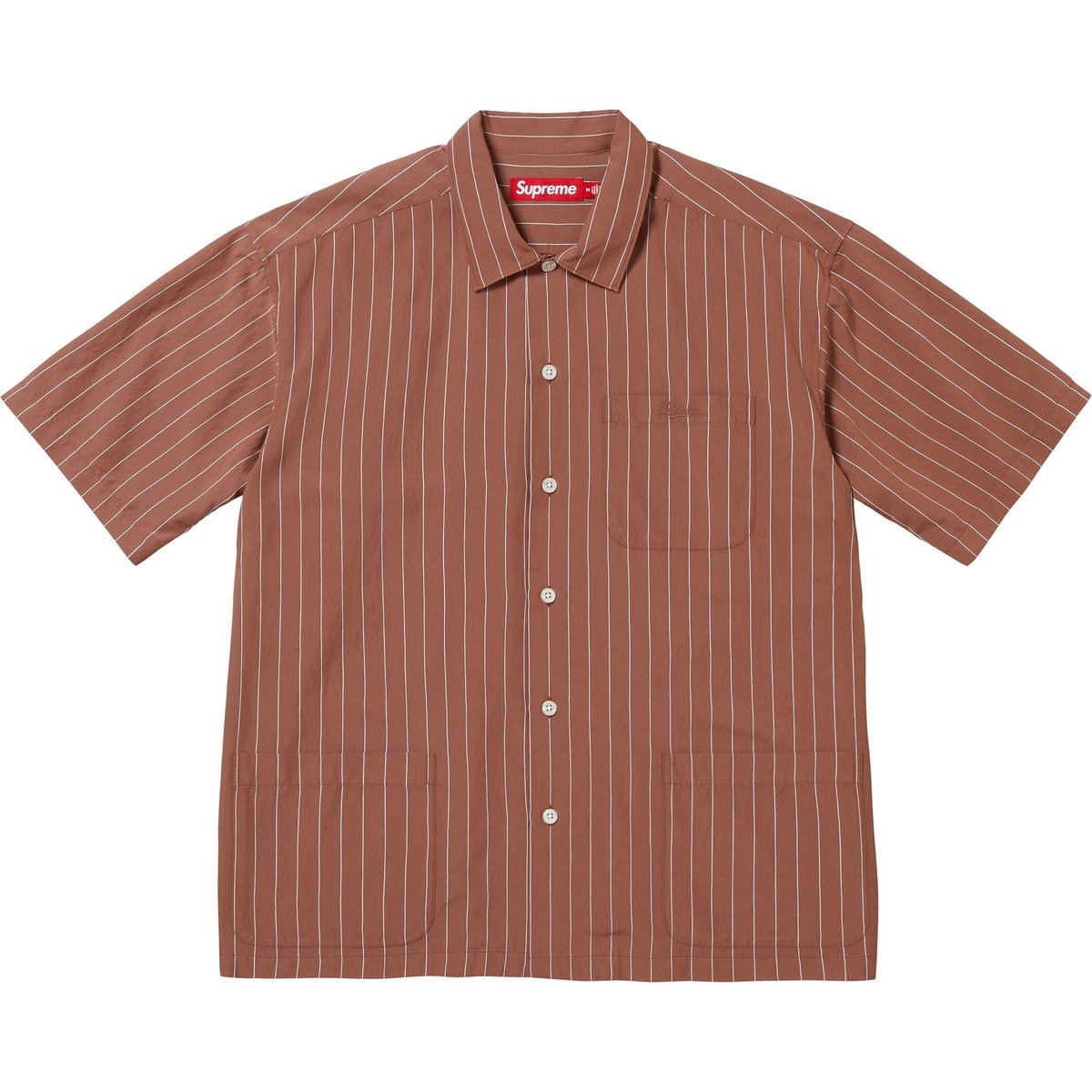 Details on Stripe S S Pajama Shirt Brown from spring summer
                                                    2025