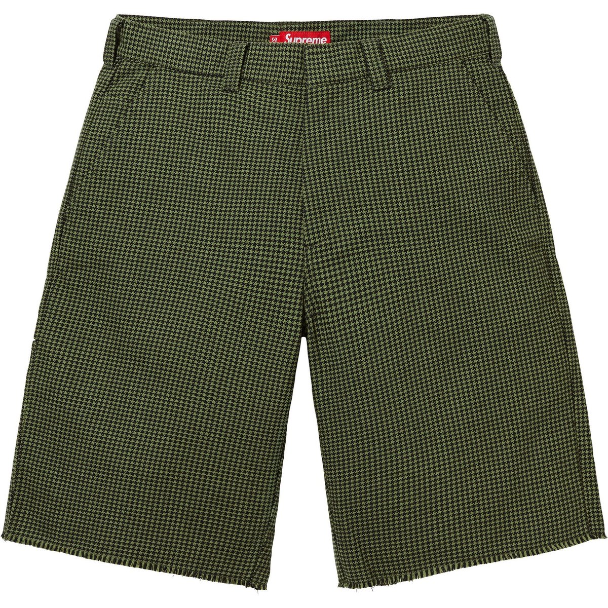 Details on Work Short  Olive Houndstooth from spring summer
                                                    2025