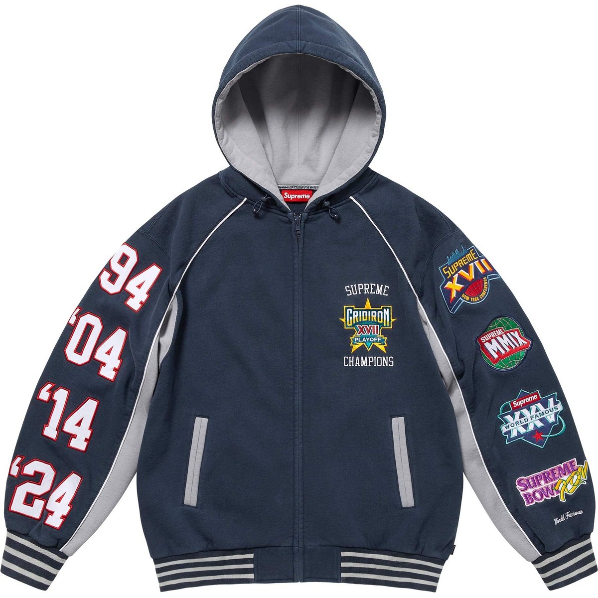 Details on Playoffs Zip Up Hooded Sweatshirt Navy from spring summer
                                                    2025 (Price is $198)