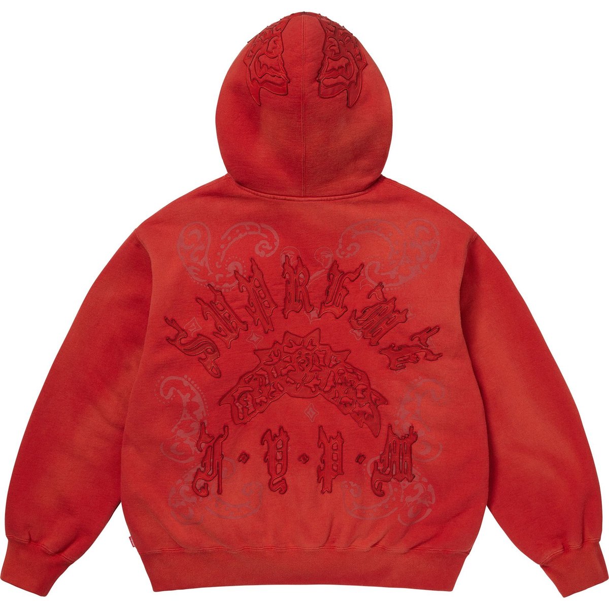 Details on Leather Appliqué Zip Up Hooded Sweatshirt Burnt Red from spring summer
                                                    2025