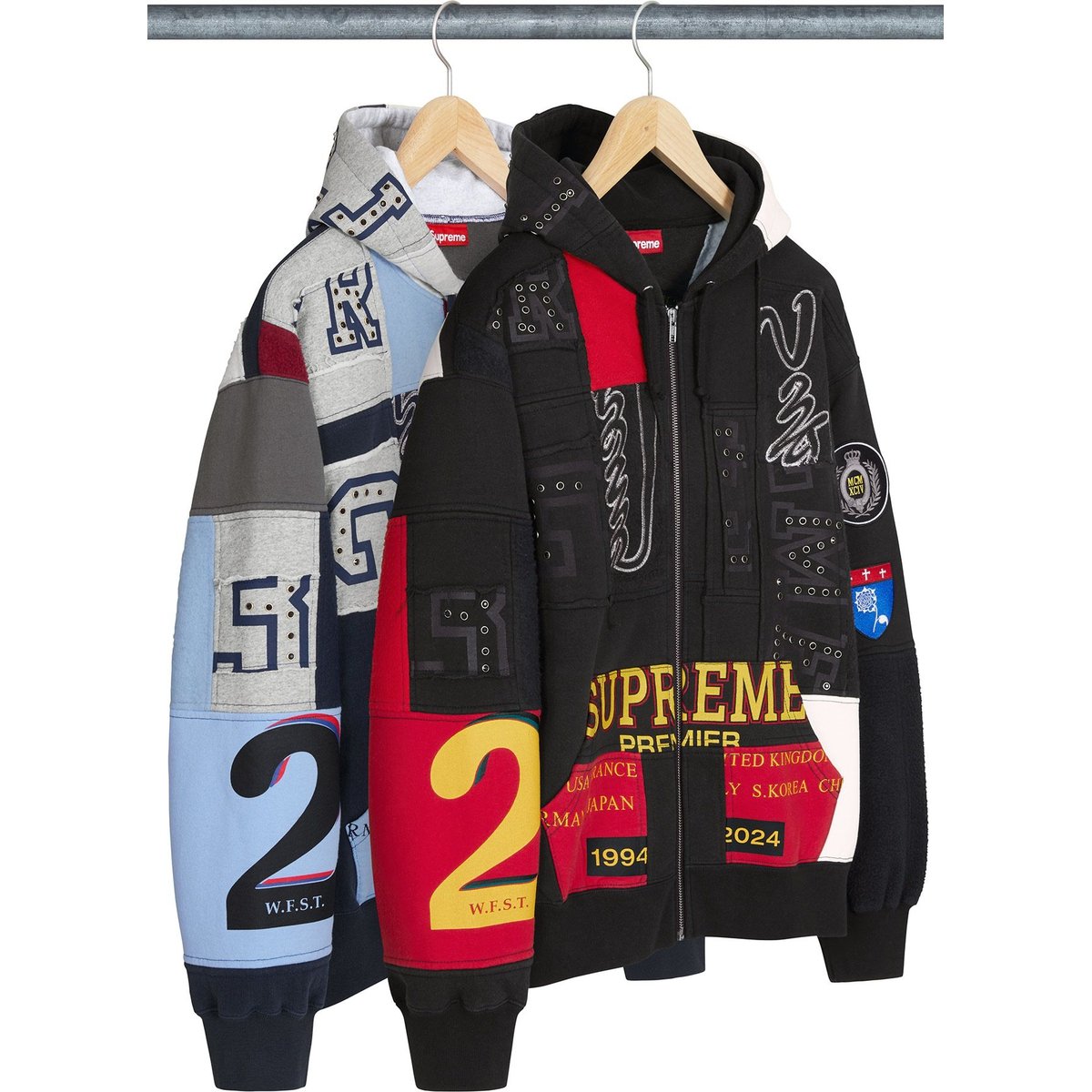 Details on Patchwork Zip Up Hooded Sweatshirt Group Shots from spring summer
                                                    2025