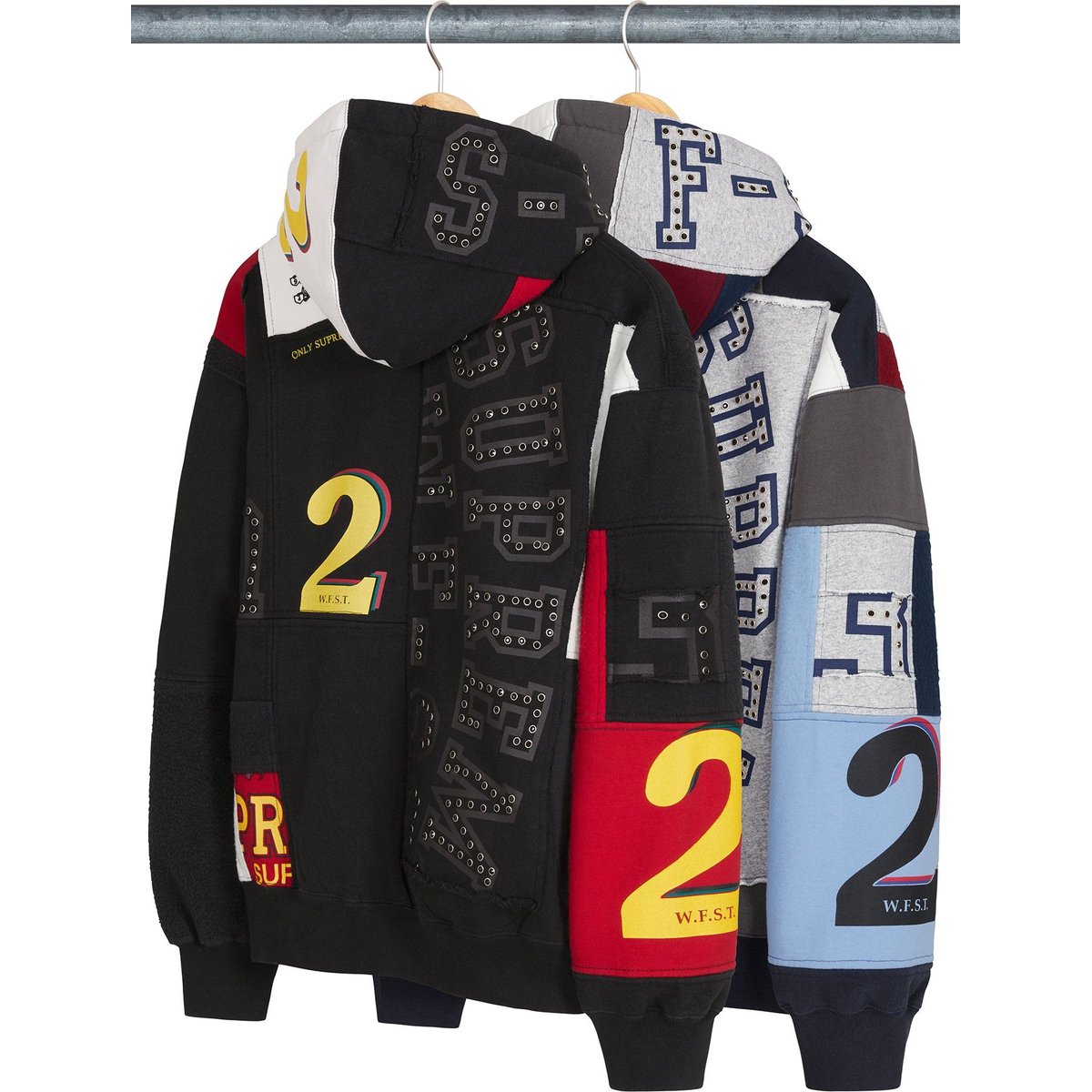 Supreme Patchwork Zip Up Hooded Sweatshirt for spring summer 25 season