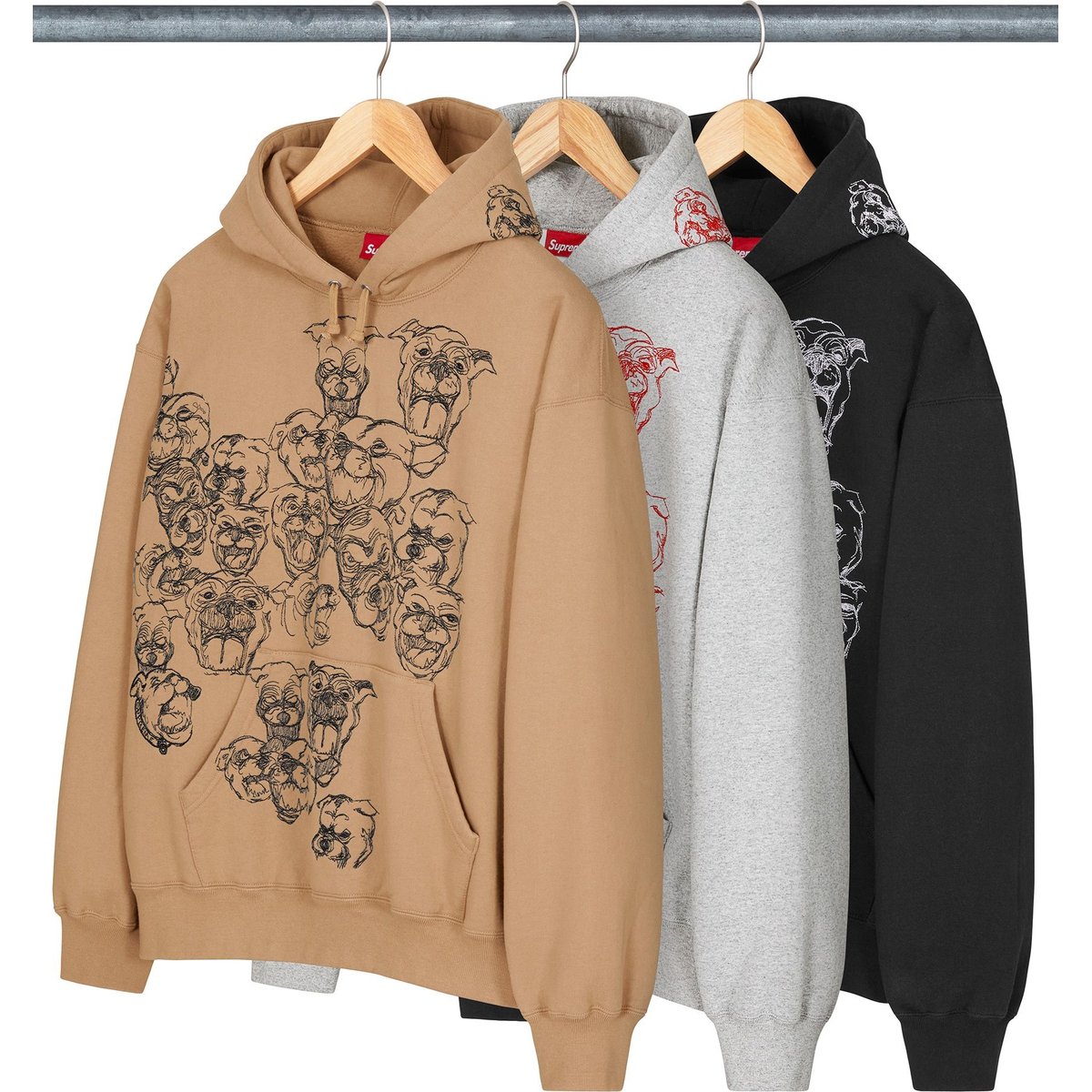 Supreme Pitbulls Embroidered Hooded Sweatshirt for spring summer 25 season