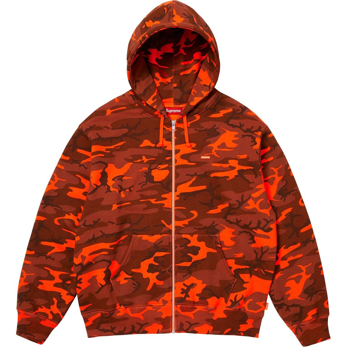 Details on Small Box Zip Up Hooded Sweatshirt Bright Orange Camo from spring summer
                                                    2025