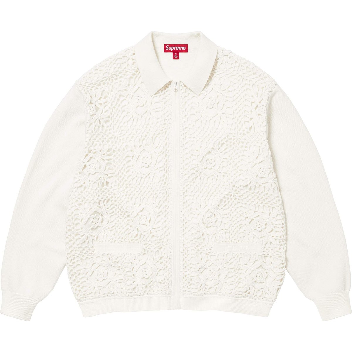 Details on Crochet Zip Up Cardigan White from spring summer
                                                    2025 (Price is $228)