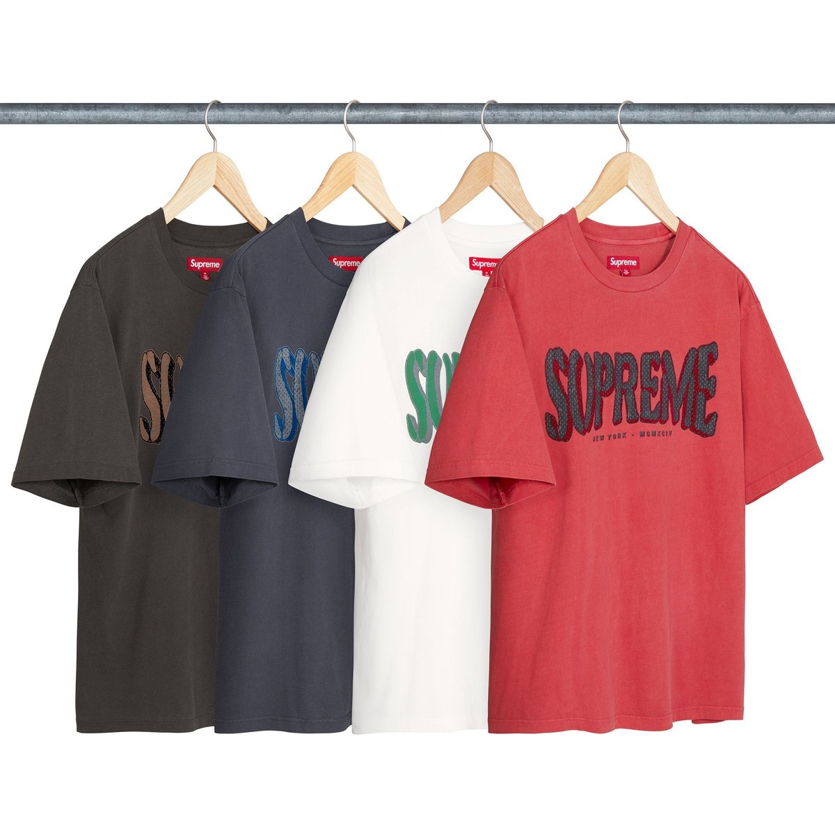 Supreme Flocked Washed S S Top for spring summer 25 season