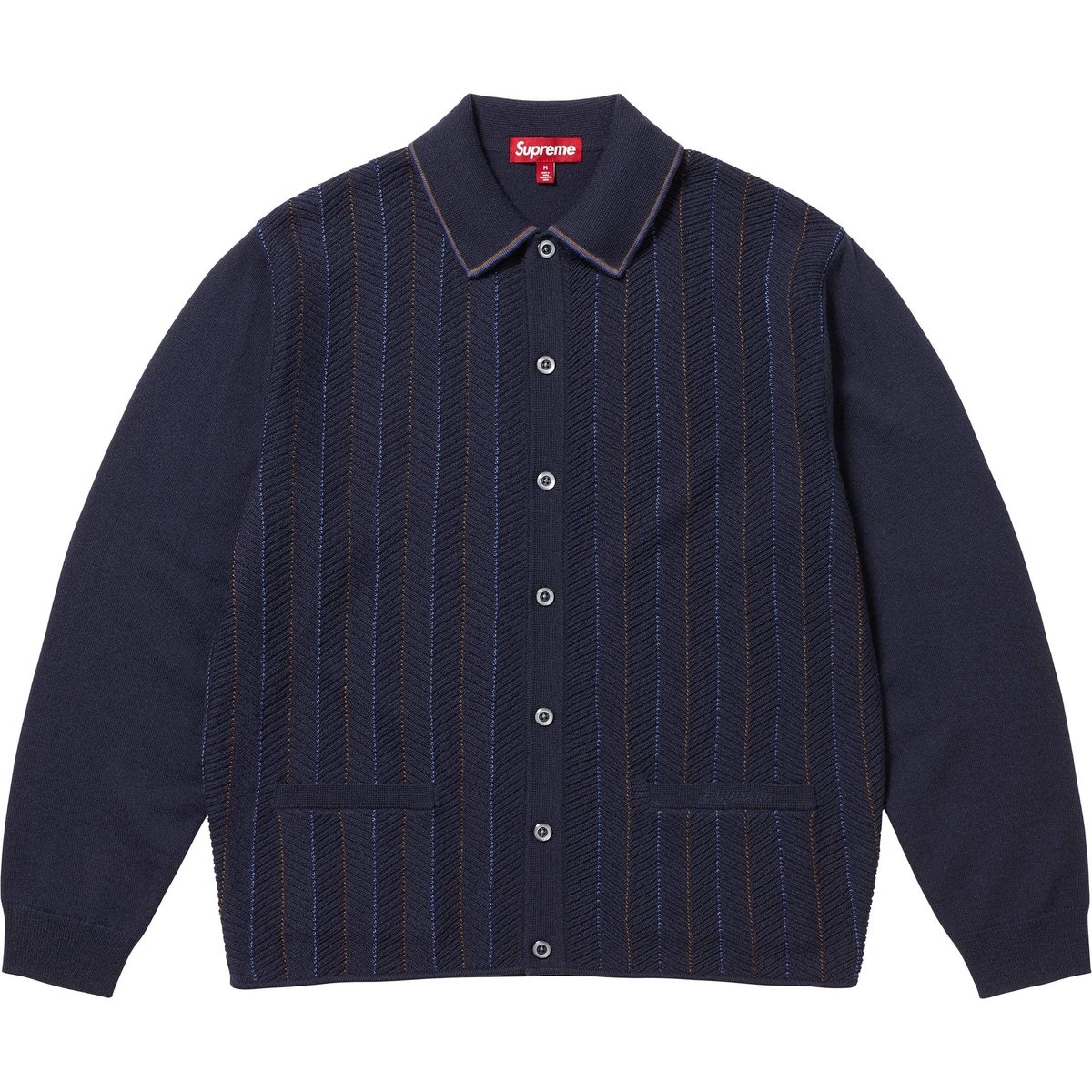 Details on Herringbone Cardigan Navy from spring summer
                                                    2025