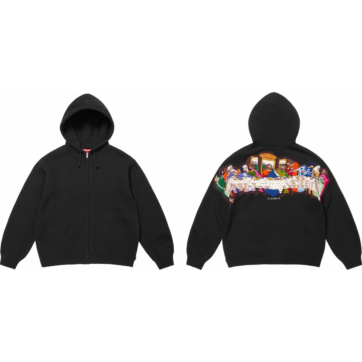 Details on Last Supper Embroidered Zip Up Hooded Sweater Black from spring summer
                                                    2025