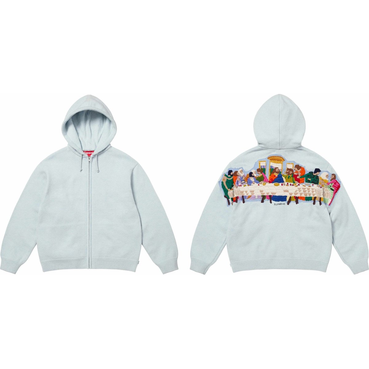 Supreme Last Supper Embroidered Zip Up Hooded Sweater for spring summer 25 season